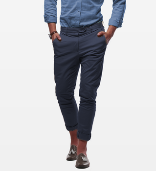 Regular Fit Casual Trousers (28, Light Blue)