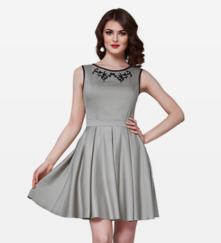 Solid A-Line Dress (XS, Gray)